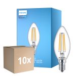 Flerpack 10x Philips Corepro LED Kronljus E14 Filament Klar 6.5W 806lm - 840 Kallvit | Ersättare 60W